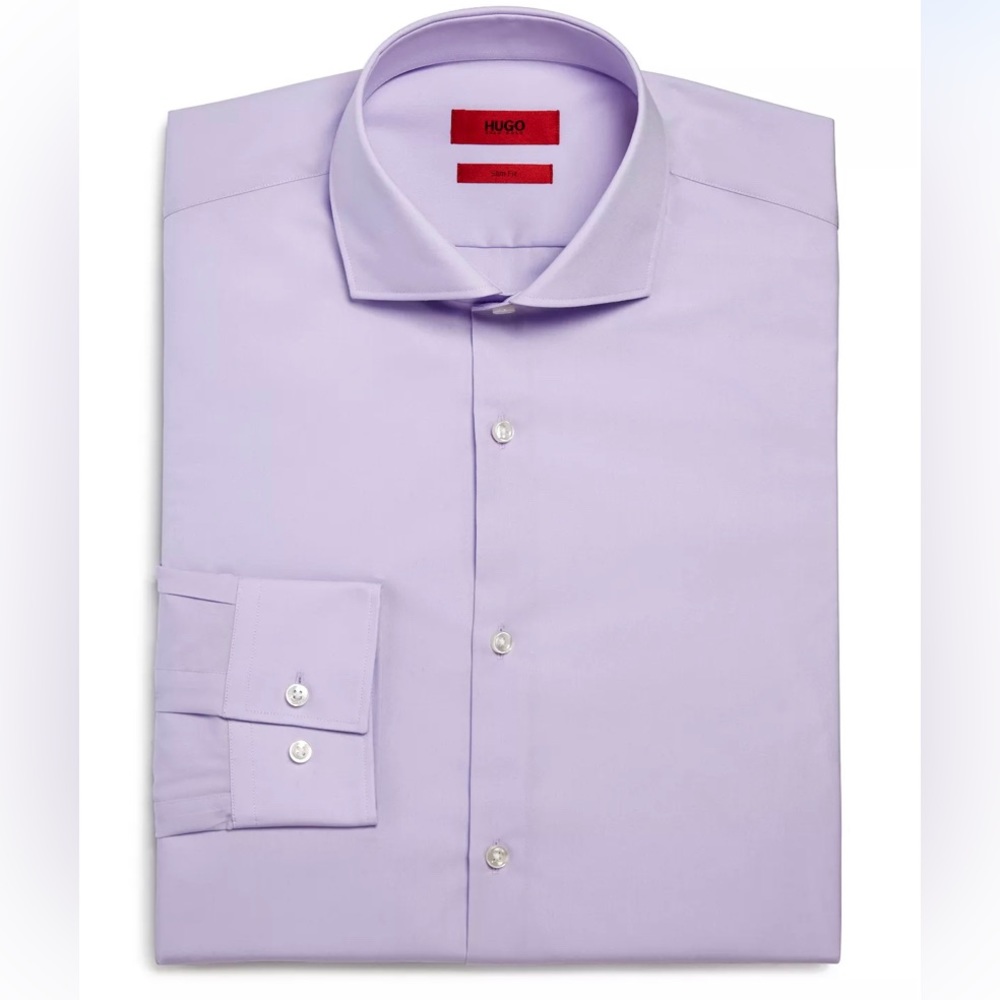 HUGO Jason Slim Fit Long Sleeve Cotton Dress Shirt in Lavender (SIZE 15R)